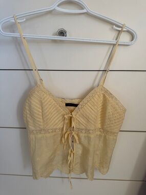 Zara Lace-Trim Yellow Spaghetti Strap Camisole Top